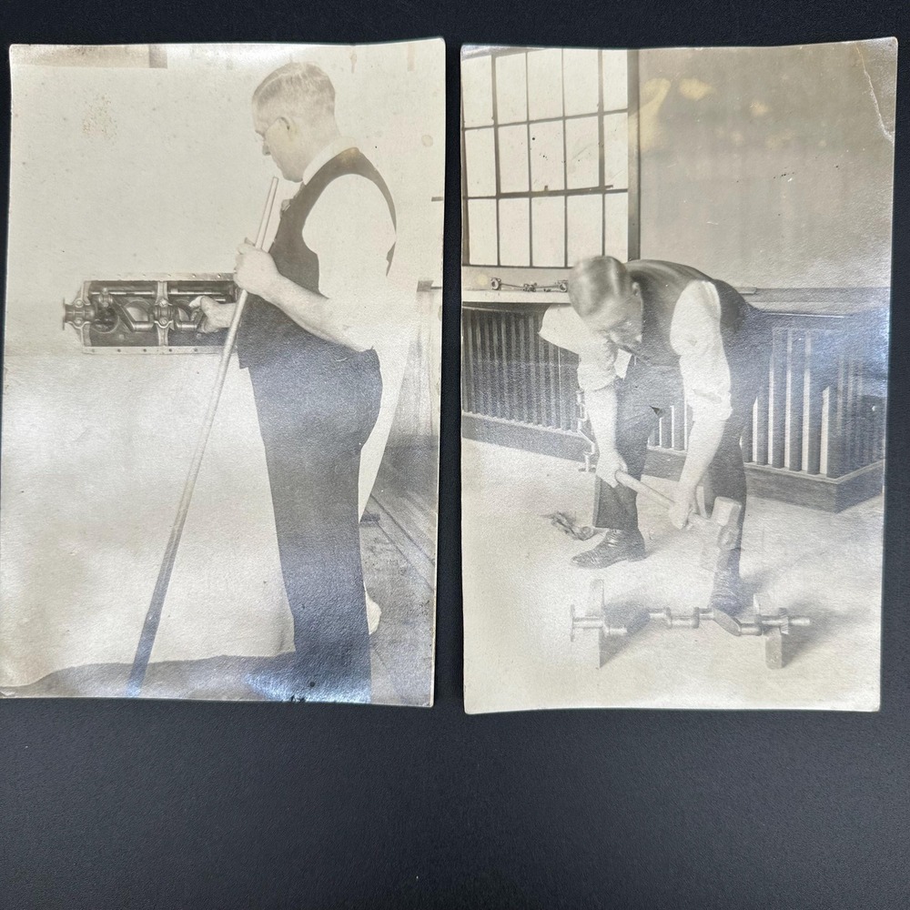 Vintage Black and White Photo Man Operating Factory Equipment Industrial Scene